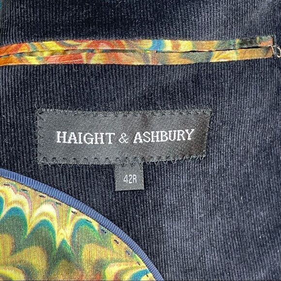 Haight & Ashbury Holland Blazer Sport Coat Corduroy Navy Pyschedelic Men's 42R - Picture 6 of 11